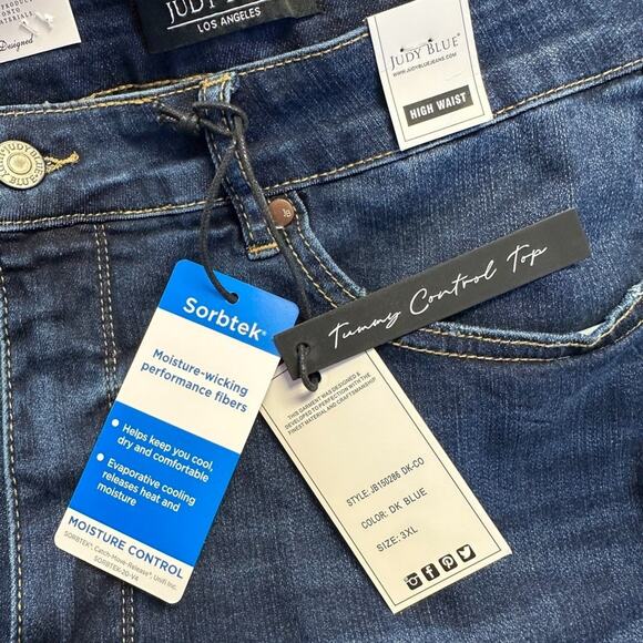 New Judy Blue Cooling Tummy Control Jean Shorts High Waist Stretch Dark Size 3XL - Picture 9 of 9